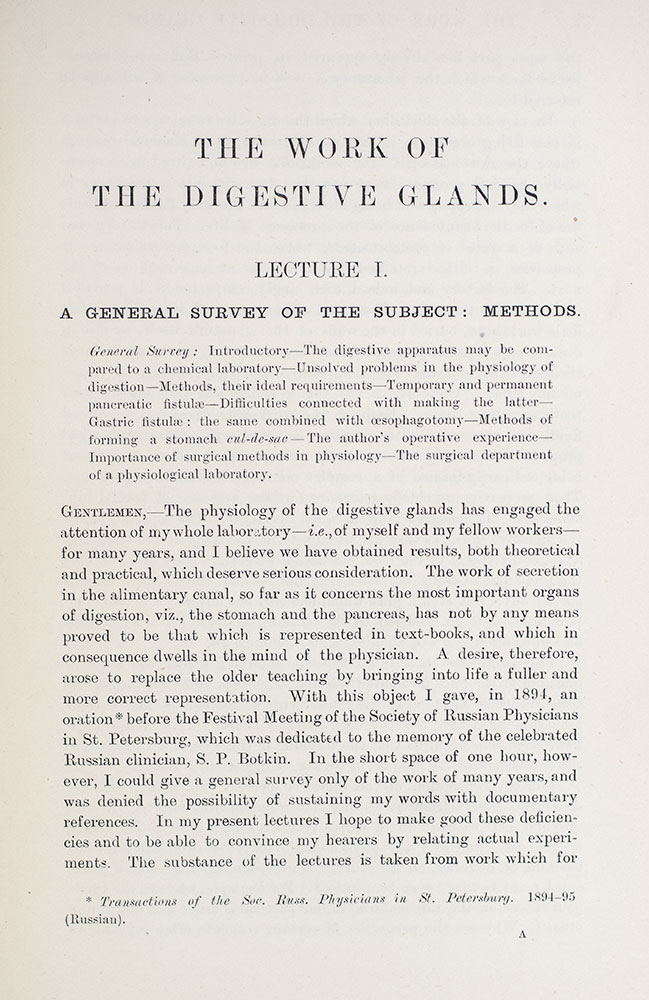 The Work of the Digestive Glands.