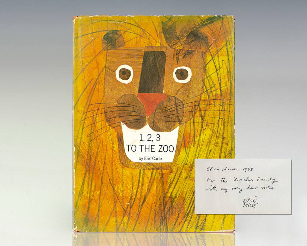 First edition of 1,2,3 To The Zoo inscribed by Eric Carle in the year of publication