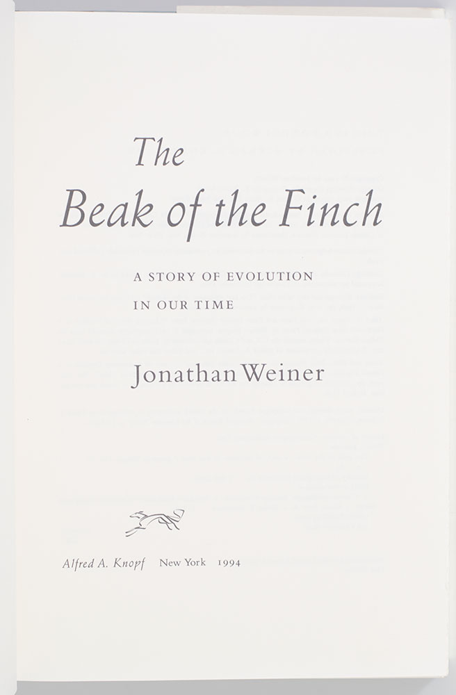 The Beak of the Finch: The Story of Evolution in Our Time.