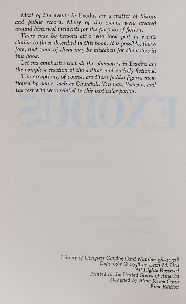 Exodus: A Novel of Israel.