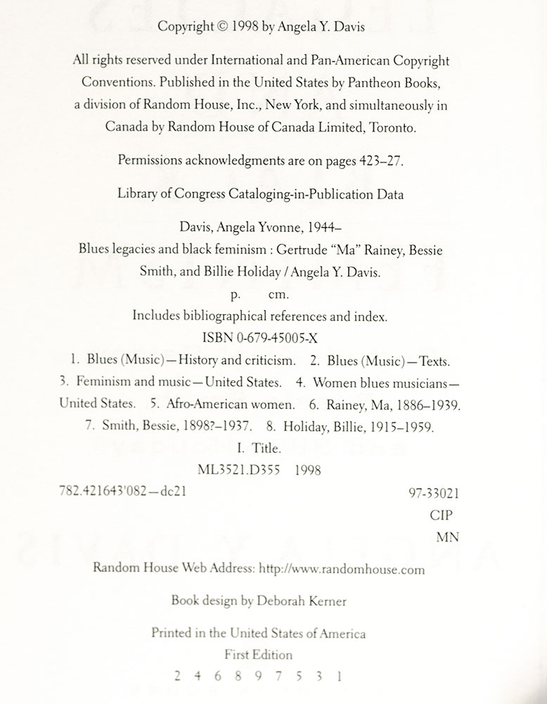 Blues Legacies and Black Feminism: Gertrude "Ma" Rainey, Bessie Smith, and Billie Holiday.
