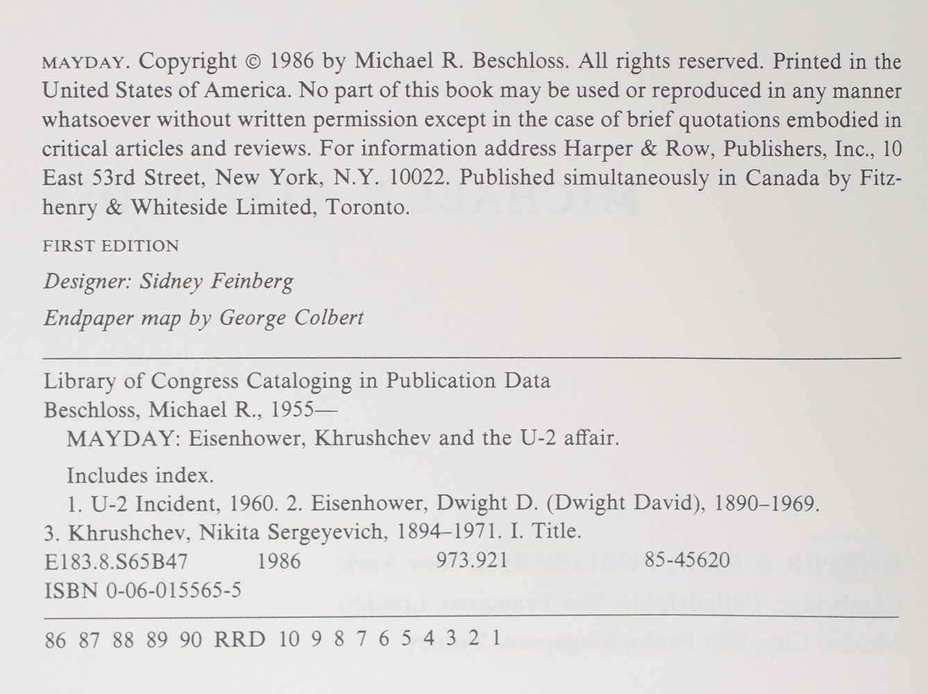 Mayday: Eisenhower, Khrushchev, and the U-2 Affair.