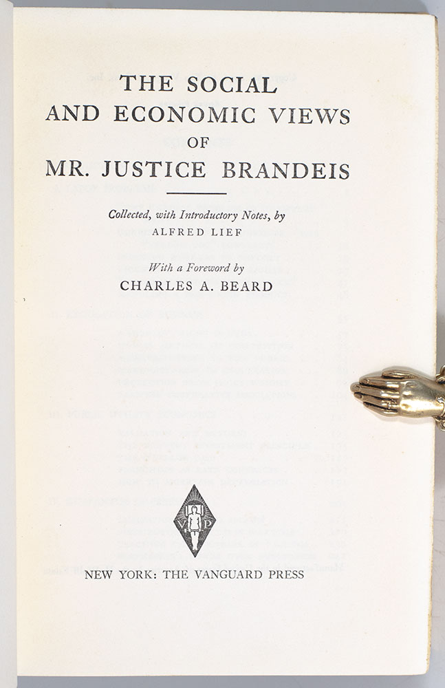 The Social and Economic Views of Mr. Justice Brandeis.