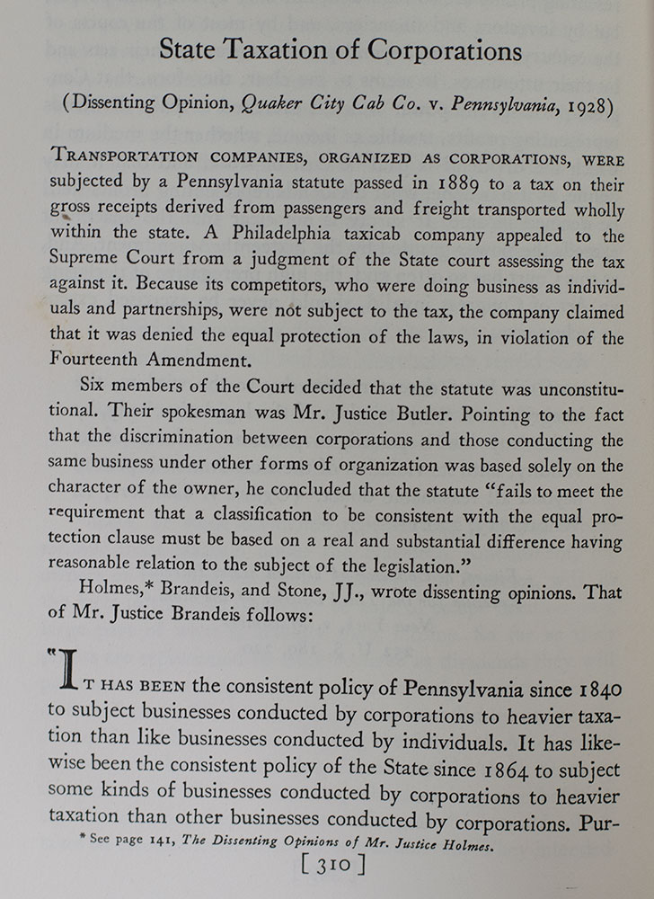 The Social and Economic Views of Mr. Justice Brandeis.