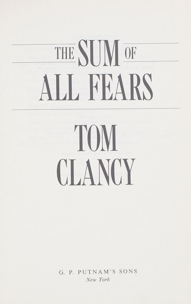 The Sum of All Fears.