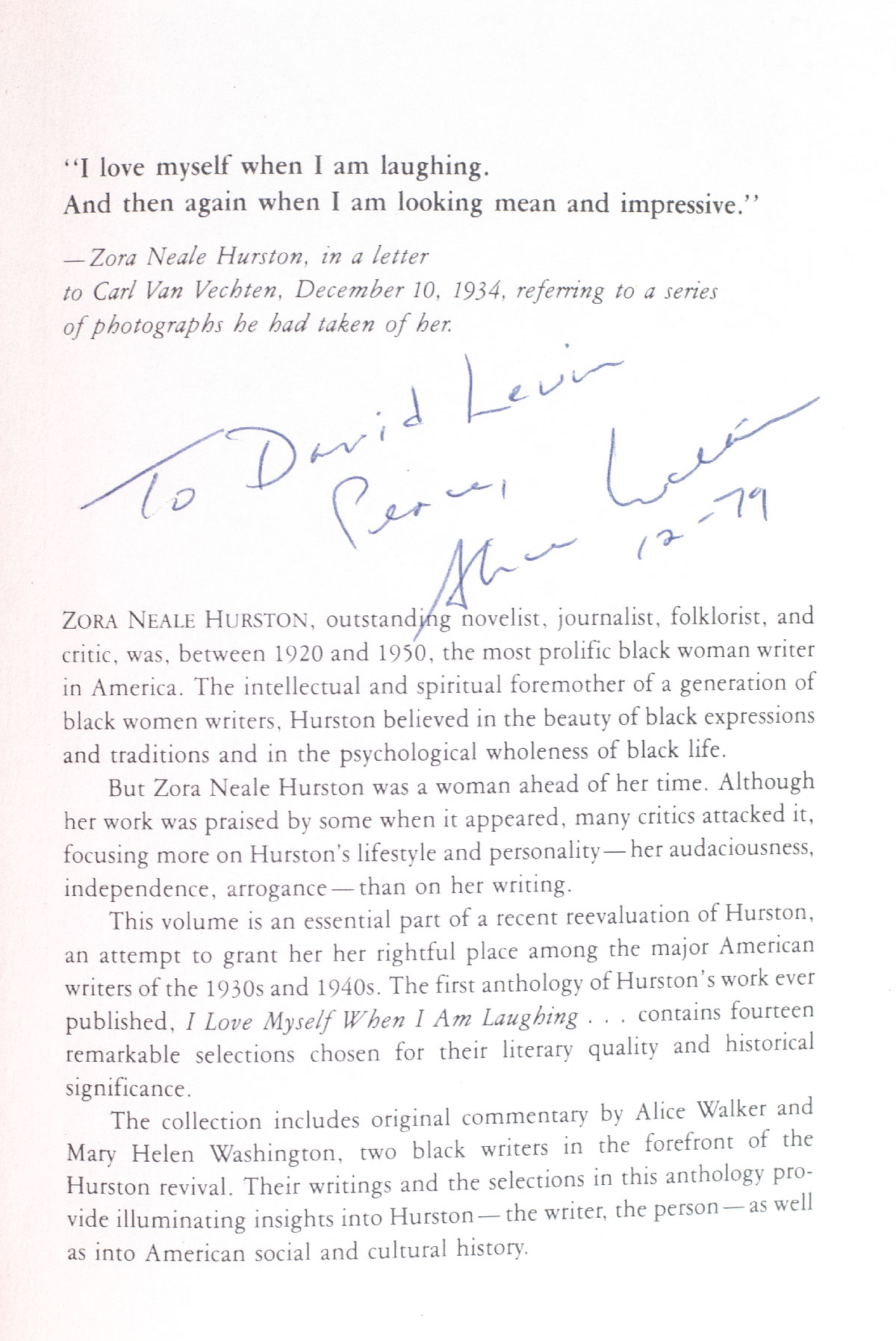 I Love Myself When I Am Laughing: A Zora Neale Hurston Reader. - Image 2