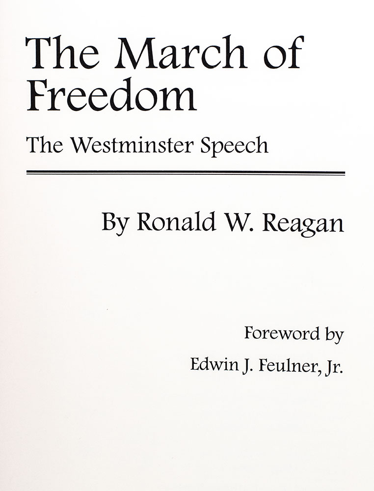 The March of Freedom: The Westminster Speech.