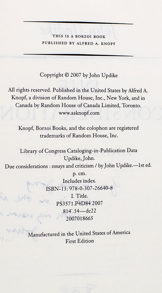 Due Considerations: Essays and Criticism. - Image 3