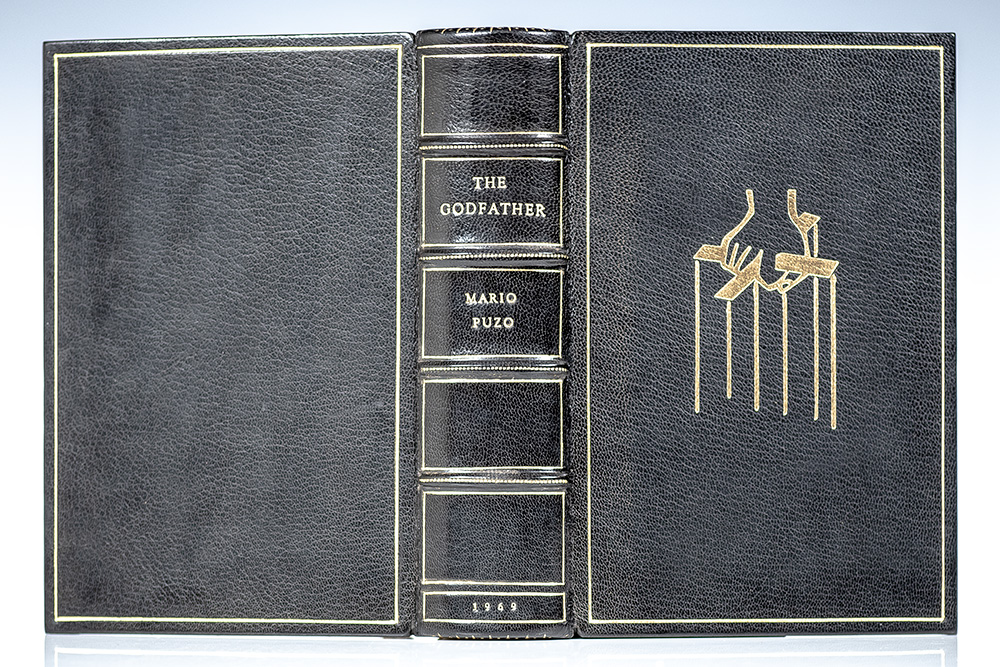 The Godfather book binding in black and gold. 