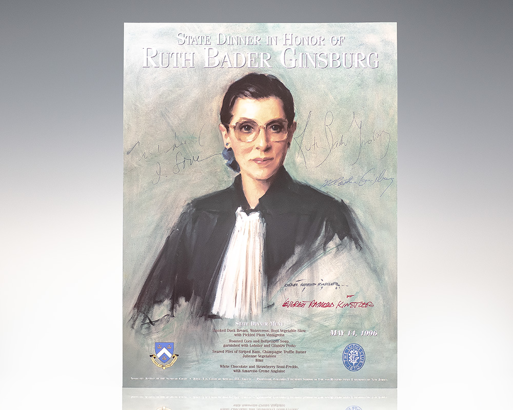Signed by Justice Ruth Bader Ginsburg; Martin Ginsburg and artist Everett Raymond Kinstler