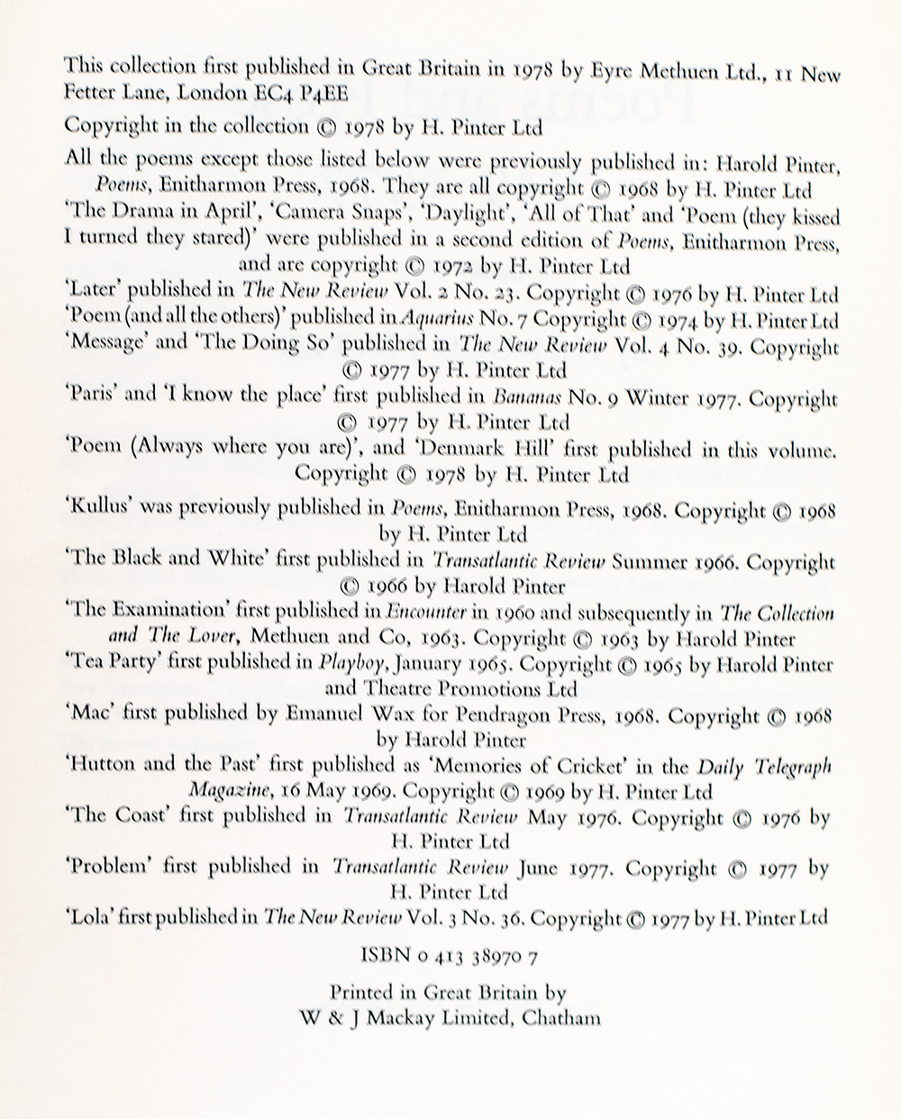Poems and Prose 1949-1977.