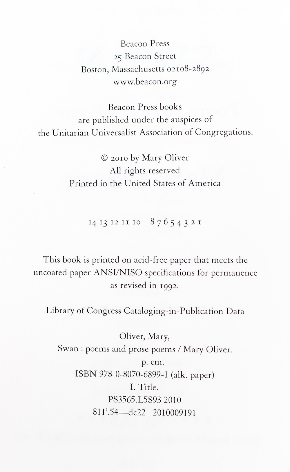 Swan: Poems and Prose Poems.