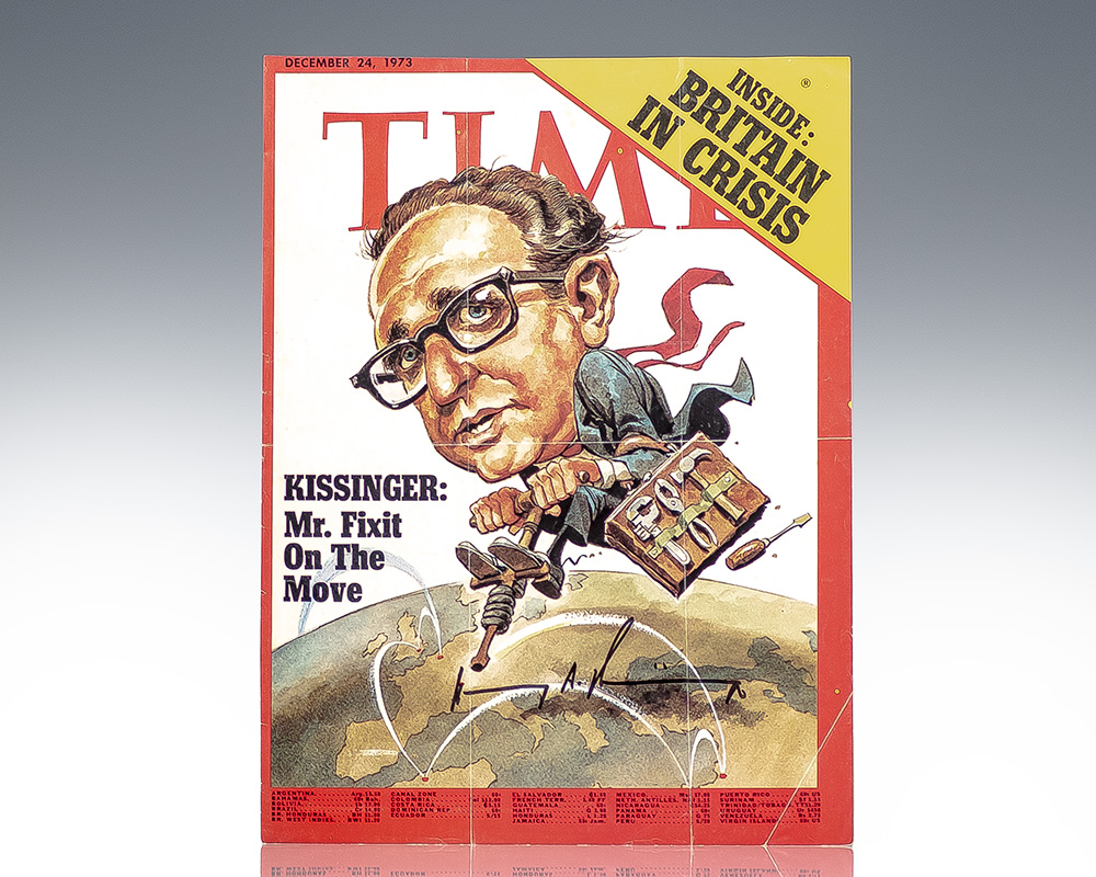 Henry Kissinger Signed Time Magazine Cover.