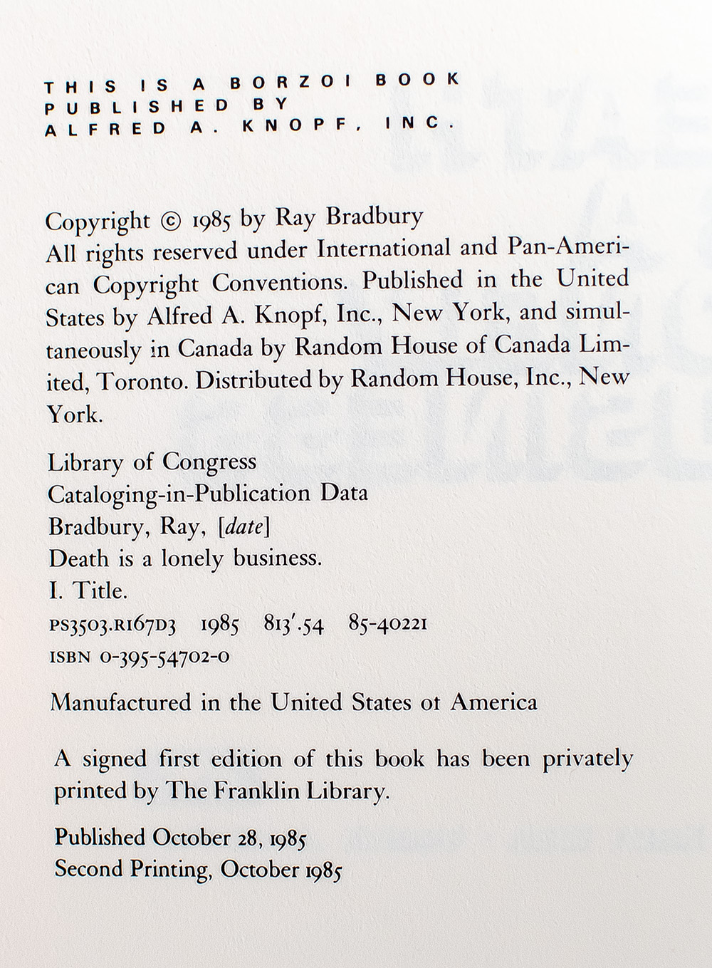 Death Is A Lonely Business.