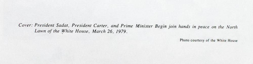 Menachem Begin Signed 'Egyptian-Israeli Peace Treaty' Department of State Booklet.