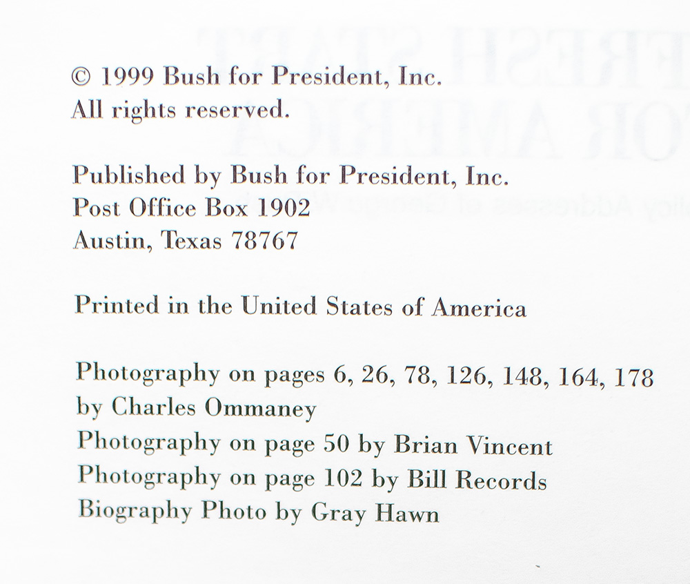 A Fresh Start for America: Policy Addresses of George W. Bush.