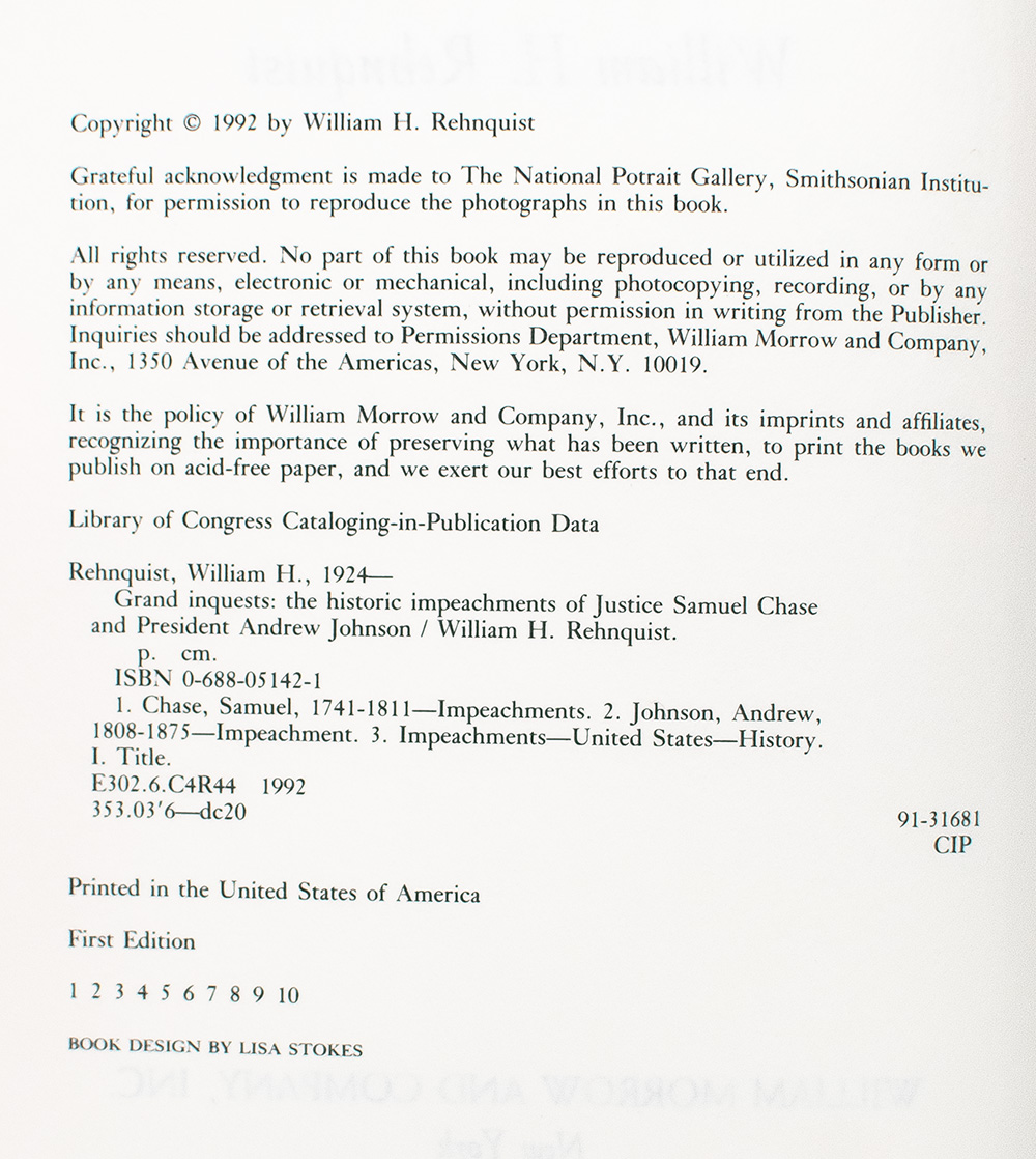 Grand Inquests: The Historic Impeachments of Justice Samuel Chase and President Andrew Johnson.