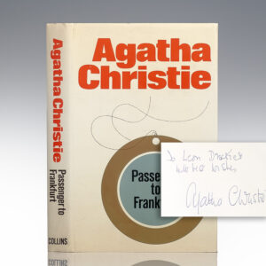 First edition of Passenger to Frankfurt; inscribed by Agatha Christie