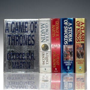 A Game of Thrones; A Clash of Kings; A Storm of Swords; A Feast for Crows; A Dance with Dragons.