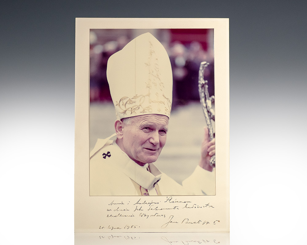 Catholic Clergyman in Ceremonial Attire Holding a Staff,