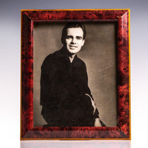 Framed black-and-white portrait of a young man