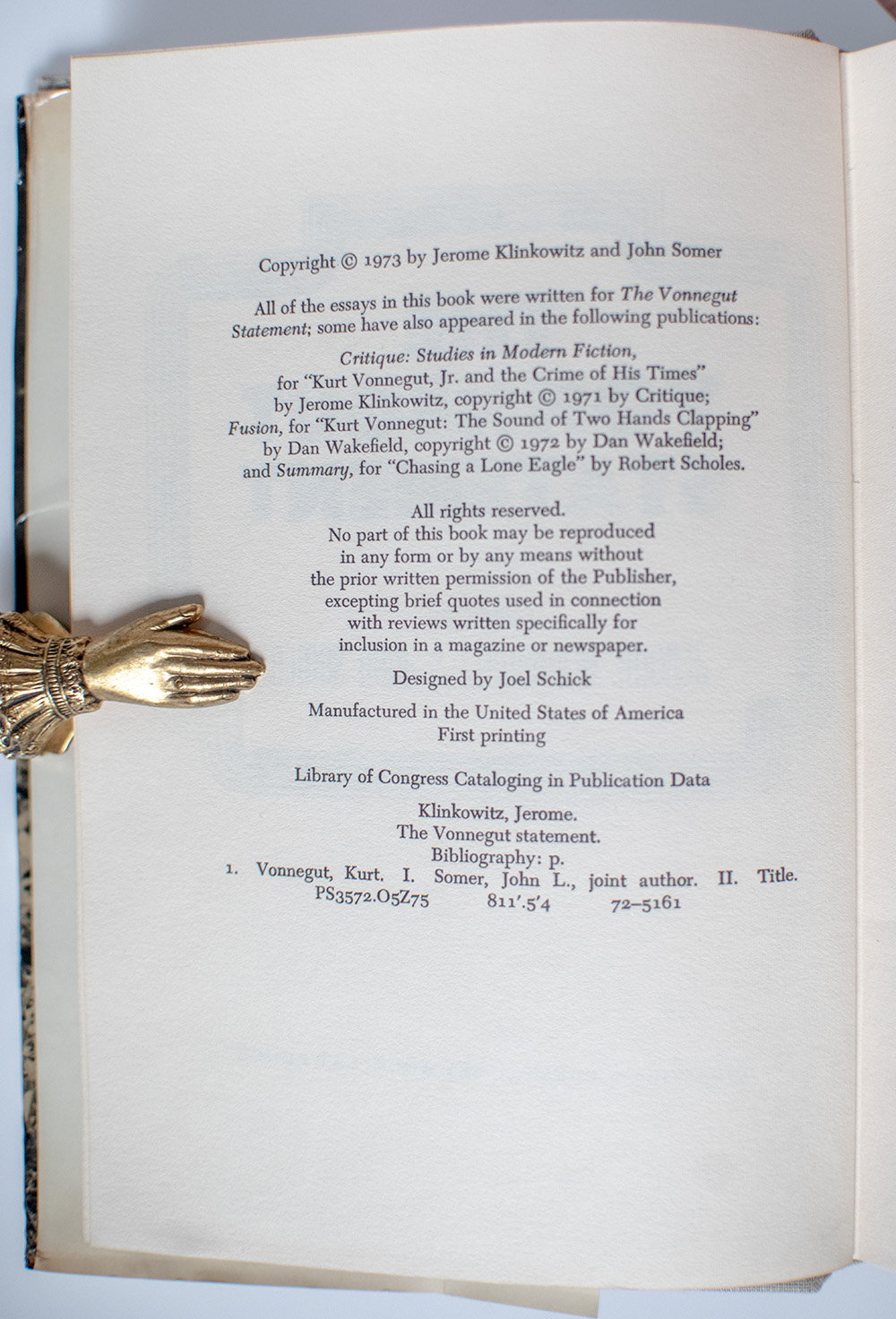 The Vonnegut Statement: Original Essays on the life and Work of Kurt Vonnegut, Jr. With A Bibliography.