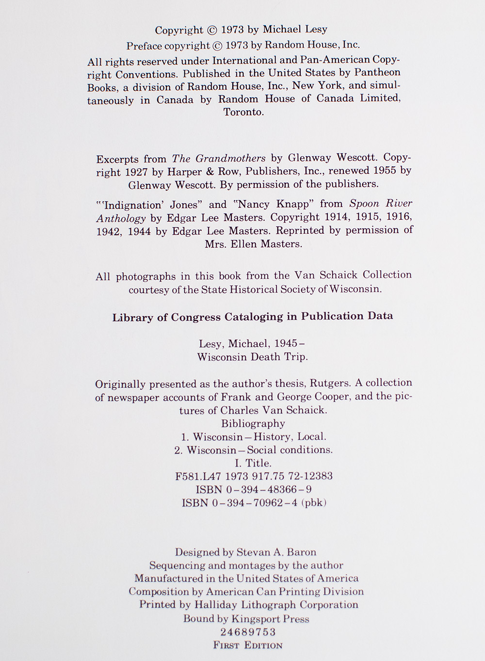 Wisconsin Death Trip.