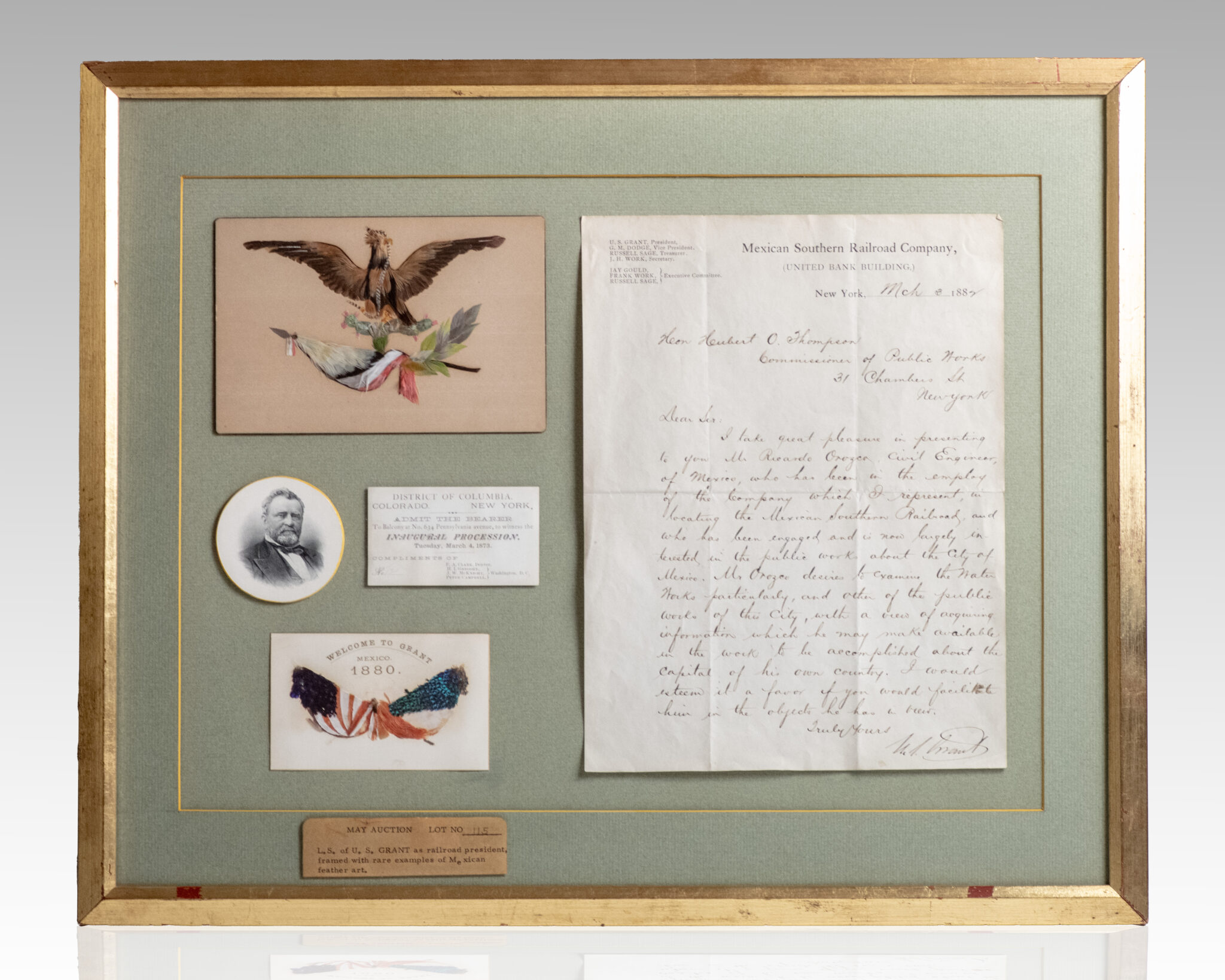 Ulysses S. Grant Signed Letter and Inaugural Ticket.