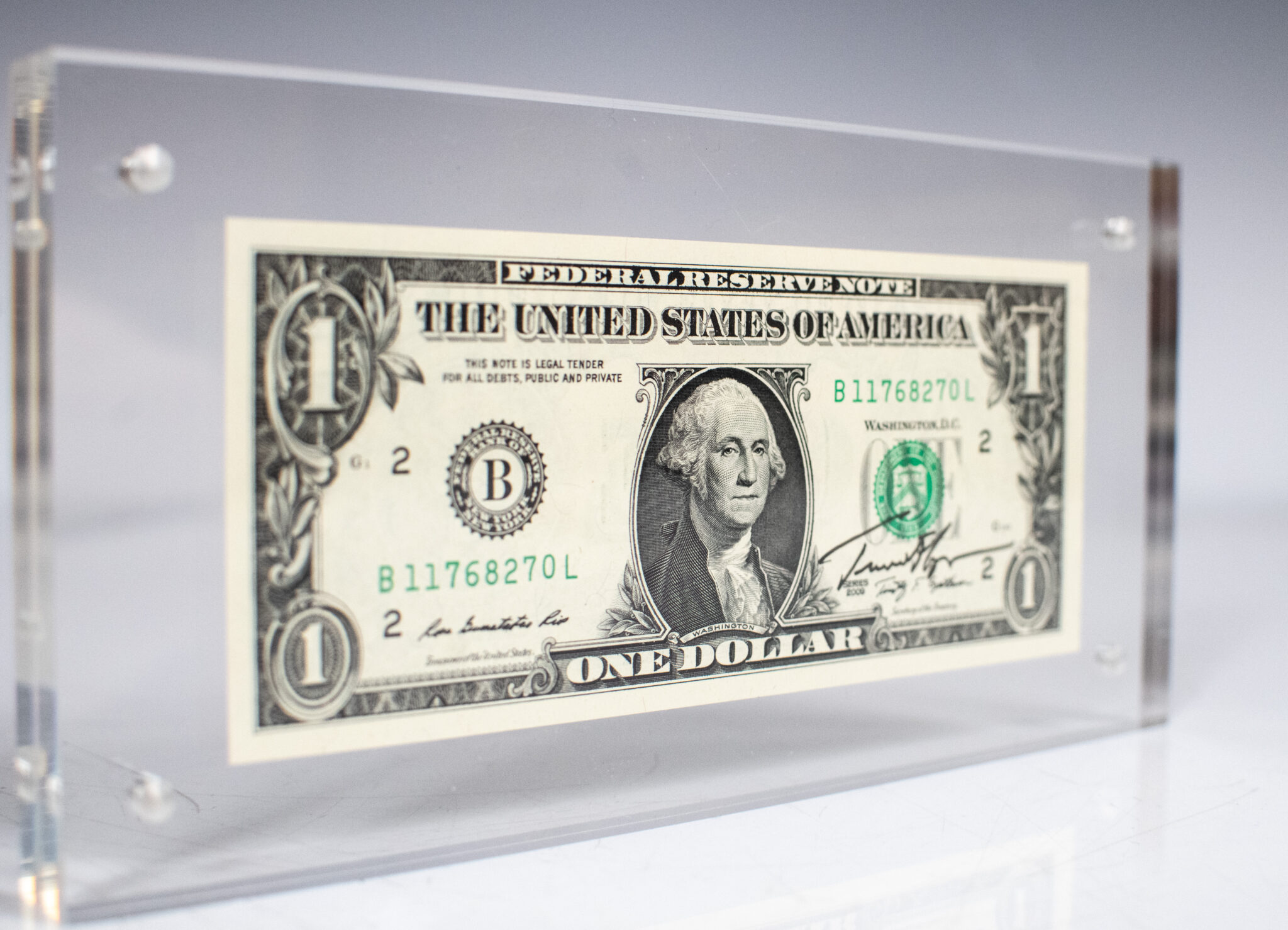 Timothy Geithner Signed Dollar Bill.