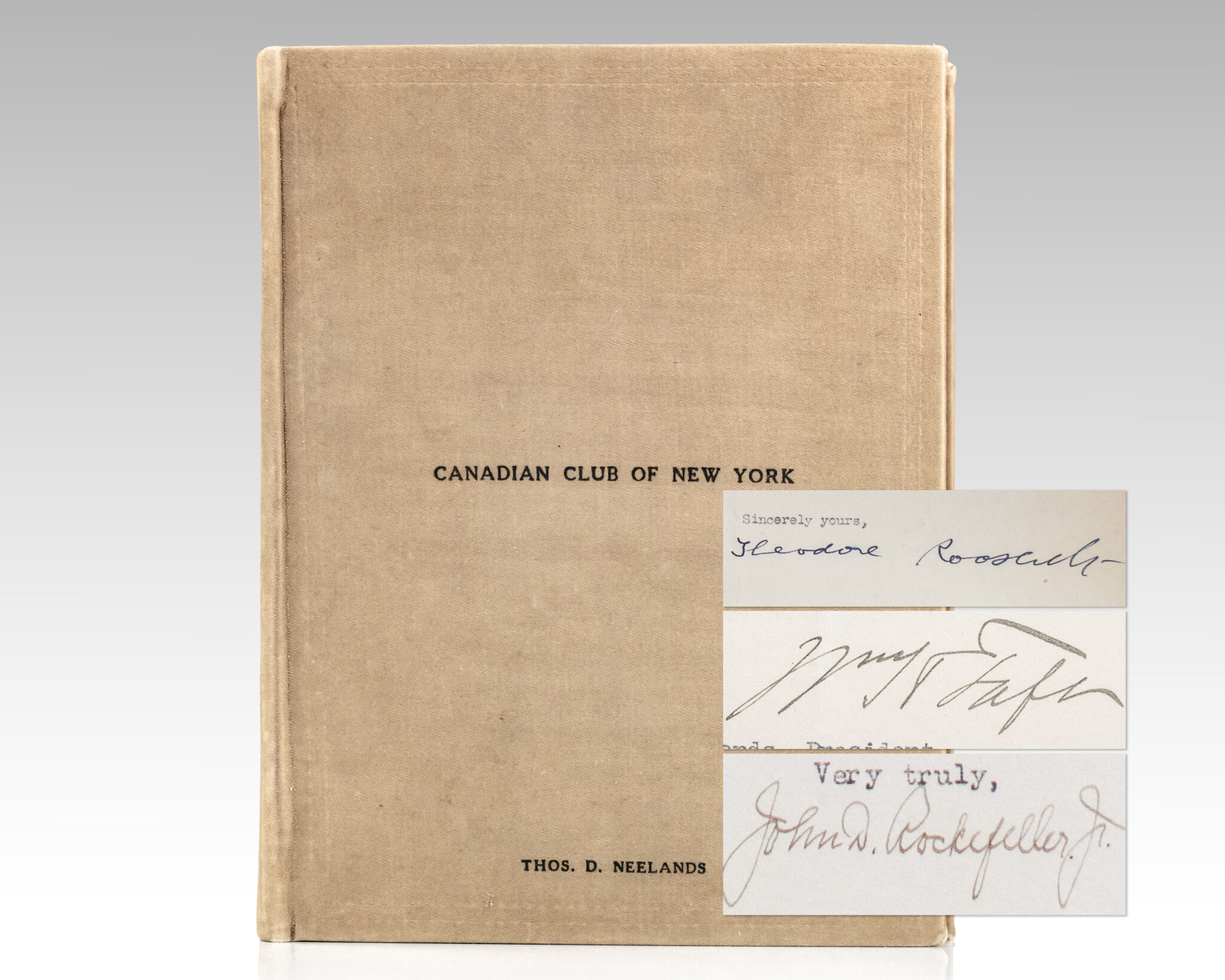 Autograph Album Containing Letters Signed by Theodore Roosevelt, William H. Taft, John D. Rockefeller Jr., and Others.