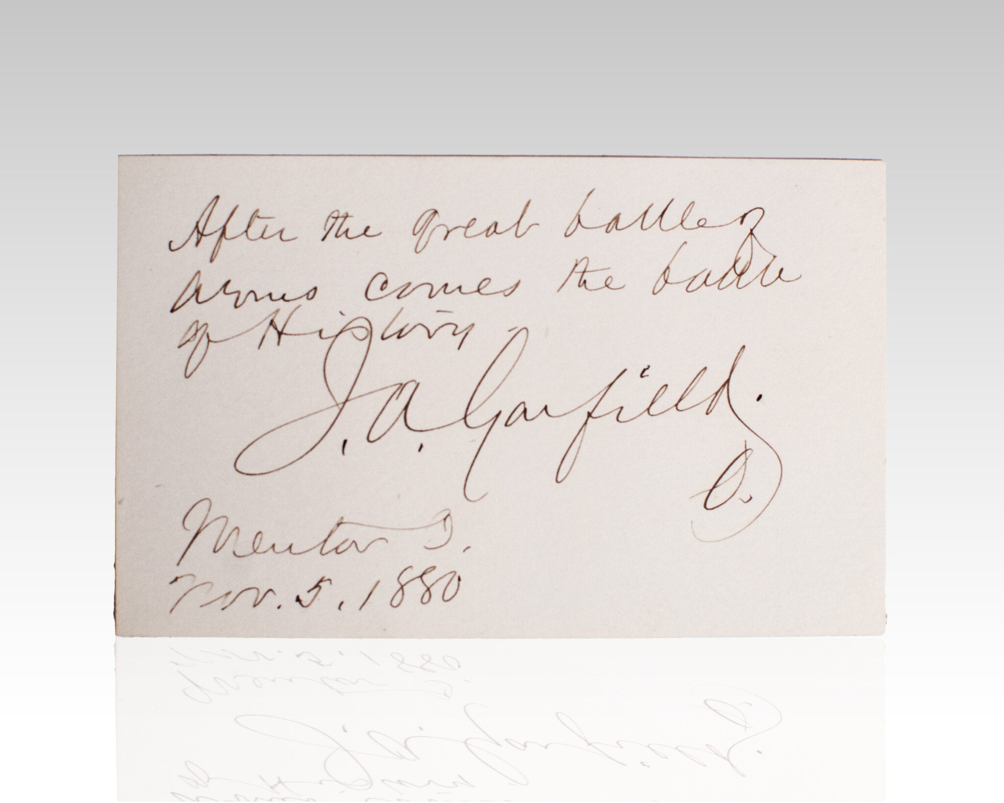 James A. Garfield Autograph Quotation Signed.