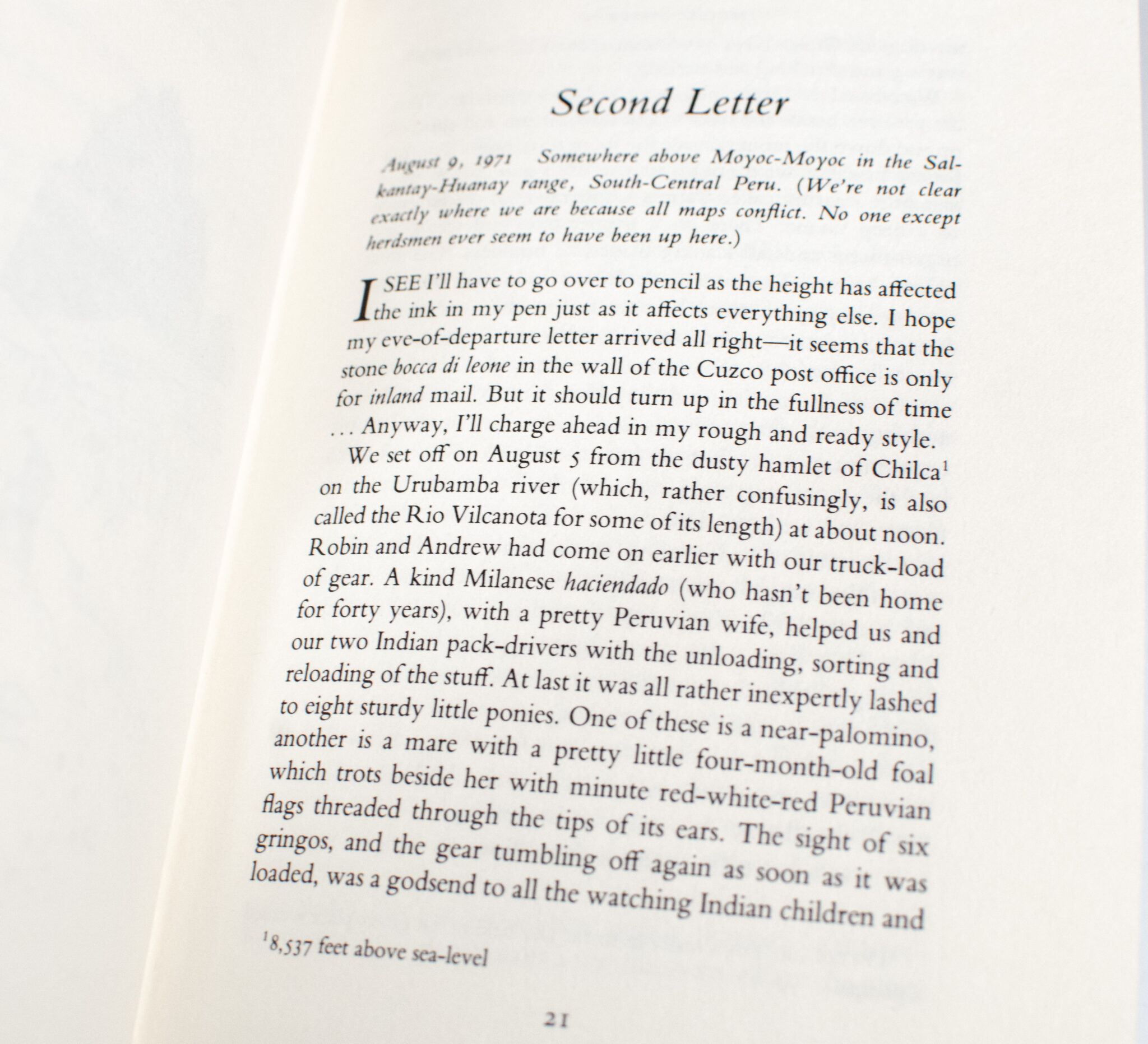 Three Letters From the Andes.