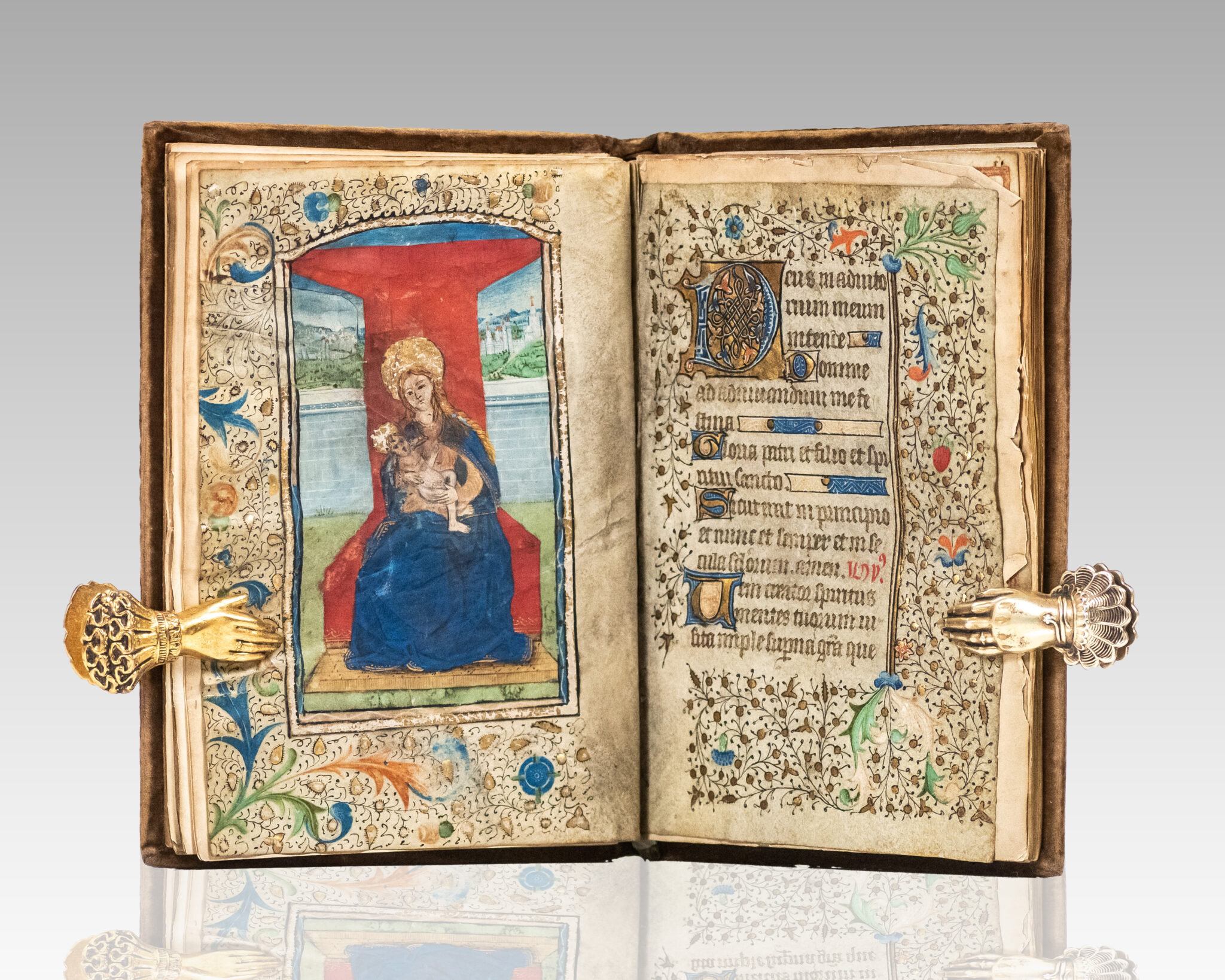 Thirteenth to Fifteenth Century Illuminated Book of Hours Leaf Book.