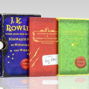 Classic Books from the Library of Hogwarts School of Witchcraft and Wizardry: Quidditch Through the Ages and Fantastic Beasts and Where to Find Them.
