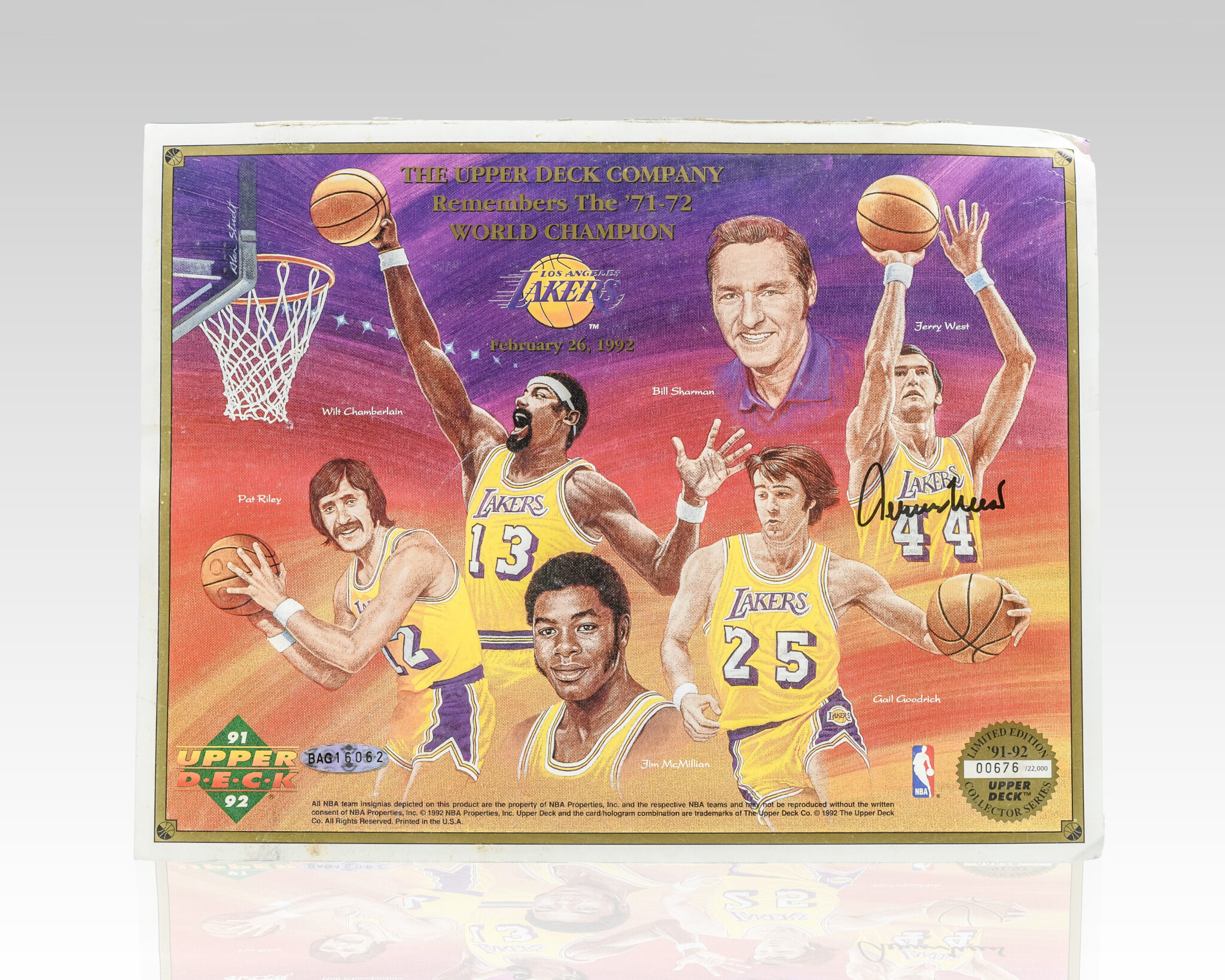Jerry West Signed Los Angeles Lakers Upper Deck Limited Edition Collector Series 1991-92 Autograph Sheet.