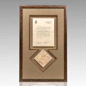 Bobby Jones, Walter Hagan, Gene Sarazen, and Tommy Armour Signed 1941 Bahamas Red Cross Benefit Match Admission Pass. [with] Two Duke of Windsor Typed Letters Signed.