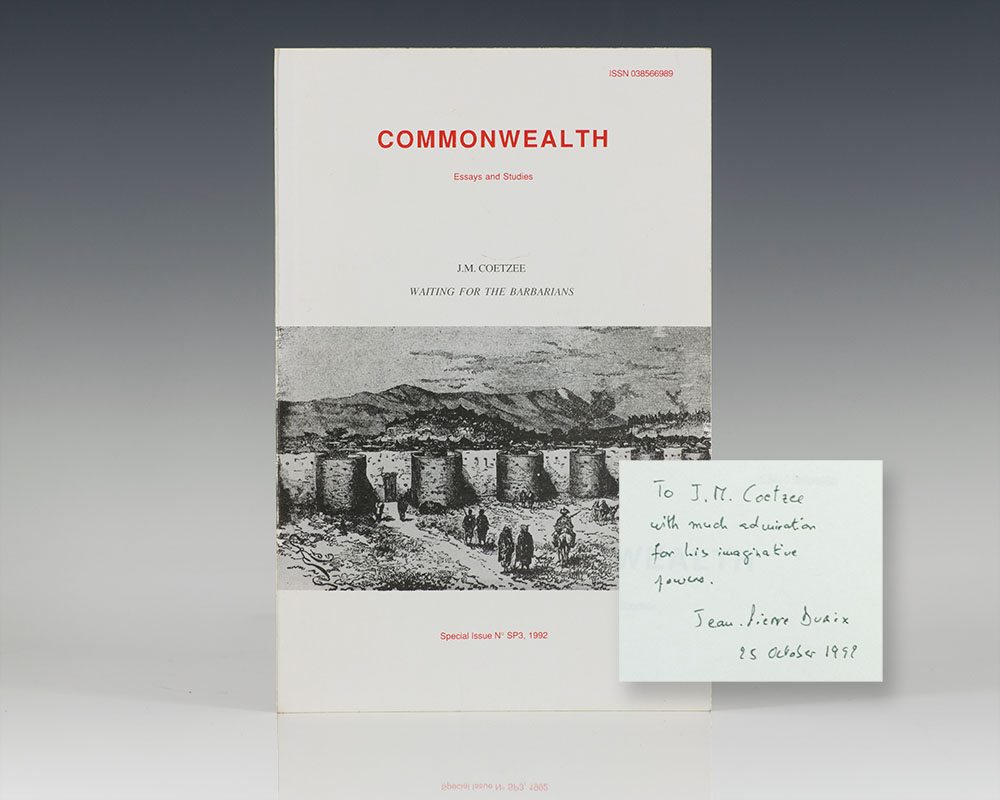 Commonwealth: Essays and Studies, J.M. Coetzee, Waiting For the Barbarians.