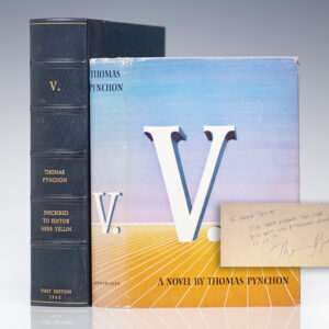 First edition of V; inscribed by Thomas Pynchon to his editor Herb Yellin.