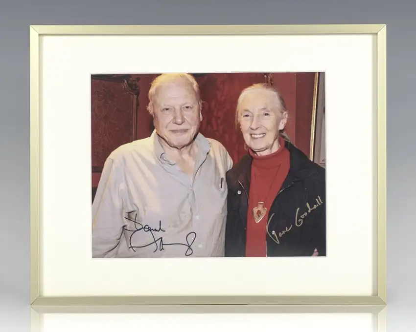 David Attenborough and Jane Goodall Signed Photograph
