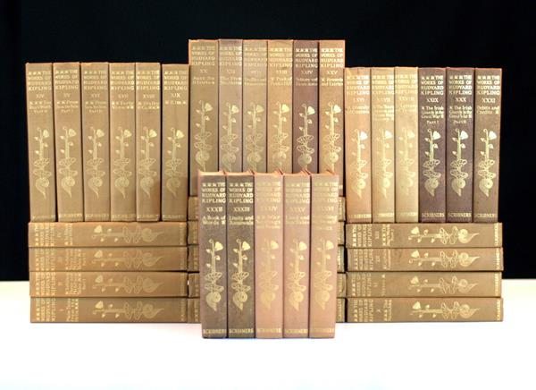 The Writings in Prose and Verse of Rudyard Kipling. The works include: The Jungle Book, The Second Jungle Book, Kim, Wee Willie Winkie, Plain Tales from the Hills, Just So Stories, Captain Courageous, Rewards and Fairies, Puck of Pooks Hill, Rewards & Fairies, The Man Who Would be King, Etc.