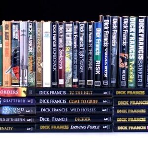 Dick Francis Complete Set. Dead Cert, Nerve, For Kicks, Odds Against, Flying Finish, Blood Sport, Forfeit, Enquiry, Rat Race, Bonecrack, Smokescreen, Slay-Ride, Knock Down, High Stakes, In The Frame, Risk, Trial Run, Whip Hand, Reflex, Twice Shy, Banker, The Danger, Proof, Break In, Bolt, Hot Money, The Edge, Straight, Longshot, Comeback, Driving Force, Decider, Wild Horses, Come To Grief, To The Hilt, 10-lb Penalty, Field Of Thirteen, Second Wind Shattered and Under Orders