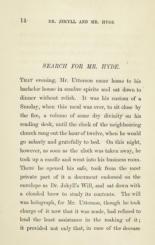 Strange Case of Dr. Jekyll and Mr. Hyde.