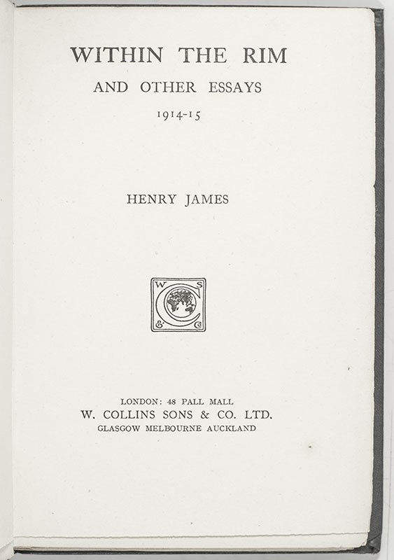 Within the Rim and Other Essays, 1914-15.