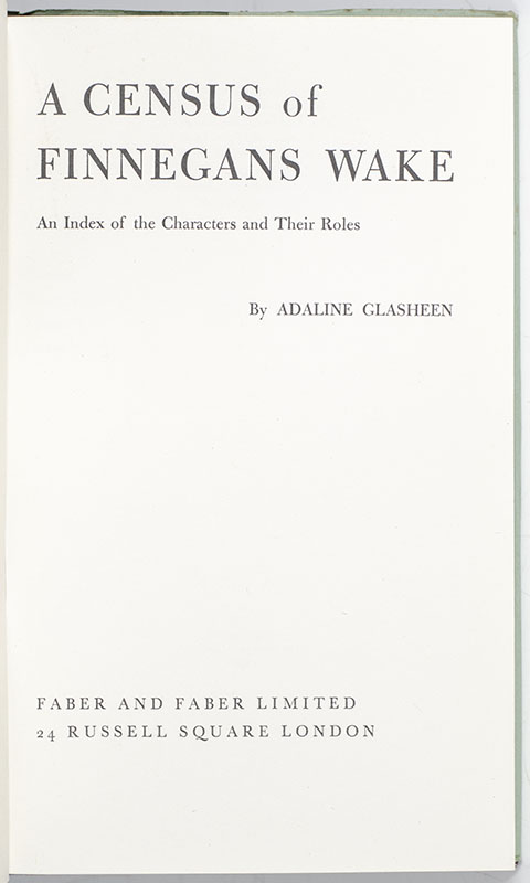 A Census of Finnegans Wake: An Index to the Characters and Their Roles. - Image 2