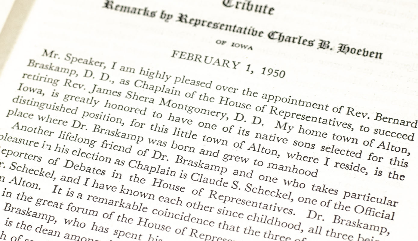 Prayers Offered by the Chaplain Rev. Bernard Braskamp, D. D., at the Opening of the Daily Sessions of the House of Representatives of the United States during the Eighty-Third and Eighty-Fourth Congresses, 1953–1956.