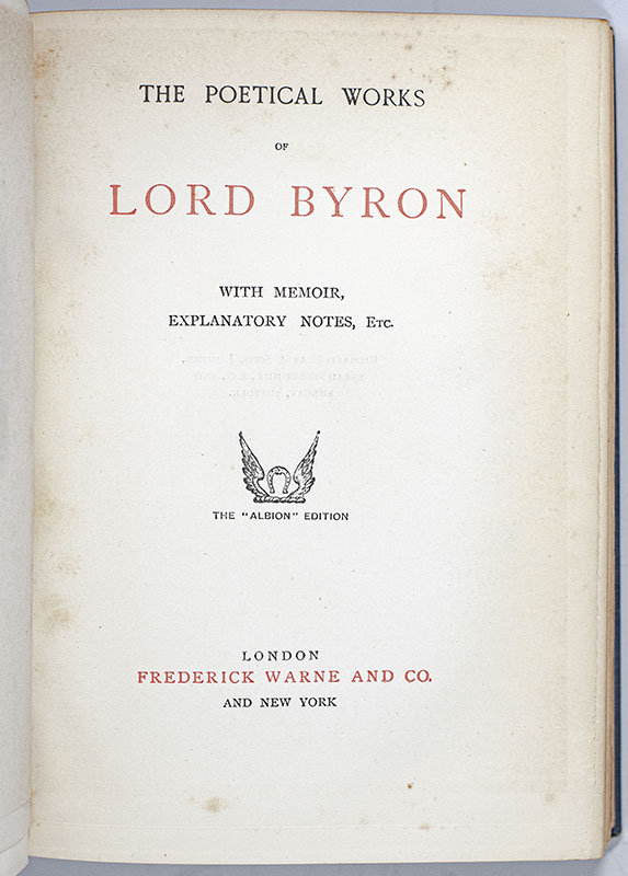 The Poetical Works of Lord Byron.