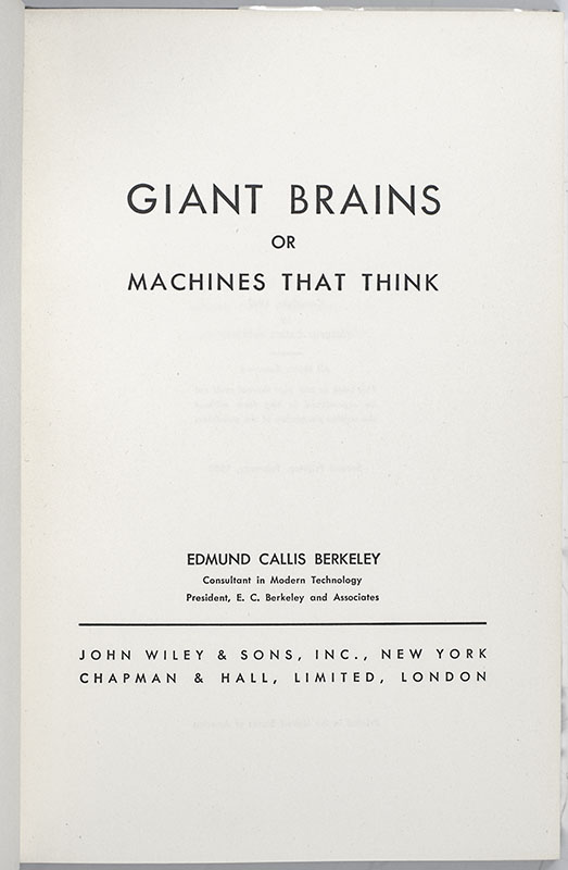 Giant Brains or Machines that Think.