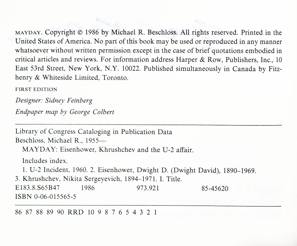 Mayday: Eisenhower, Khrushchev, and the U-2 Affair.