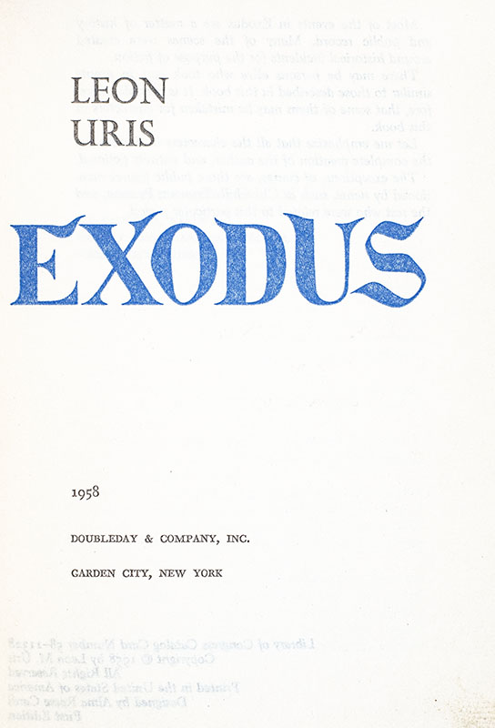 Exodus: A Novel of Israel.