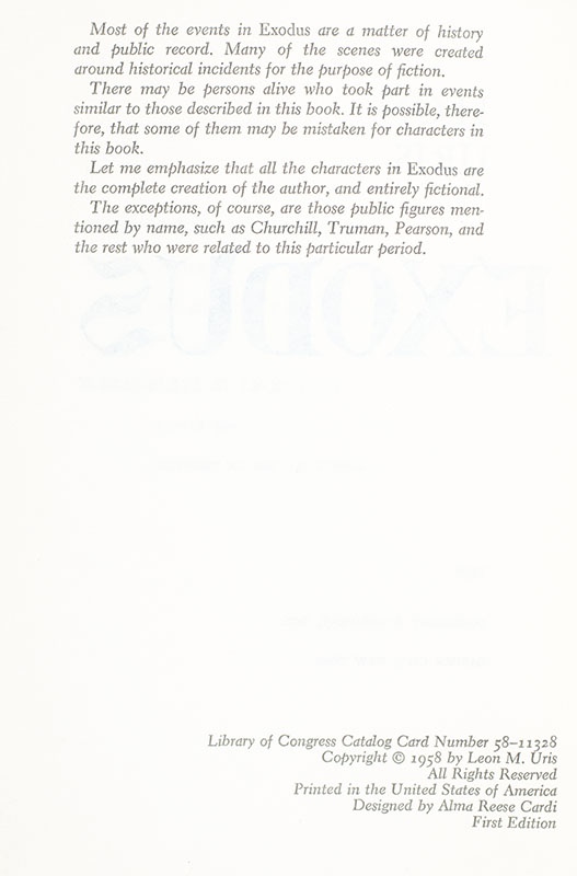 Exodus: A Novel of Israel.